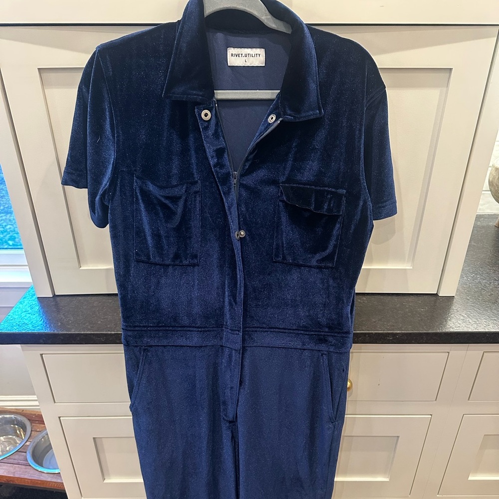 River Island Midnight Blue Velvet Top